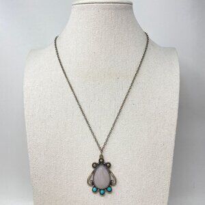 Freedom Brand Pendant Chain Necklace Southwest Silver-Tone Turquoise‎ Color